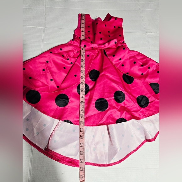 Pink / Black Baby Girl Polka Dots Princess Costume Birthday Fancy Dress up 3T - Picture 10 of 11